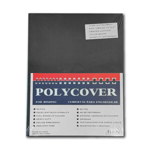 COVER 8.5 X 11 BLACK LEATHER SQ CORNER 50/PK